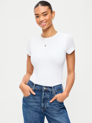 Fitted Double-Layer Crew Neck Top | Old Navy (US)