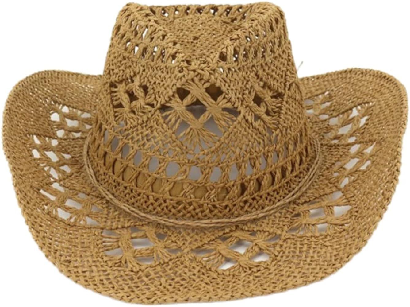 LAANCOO Straw Cowboy Hat Unisex West Cowboy Cowgirl Hat Panama Hat Wide Brim Straw Bucket Hat for... | Amazon (UK)
