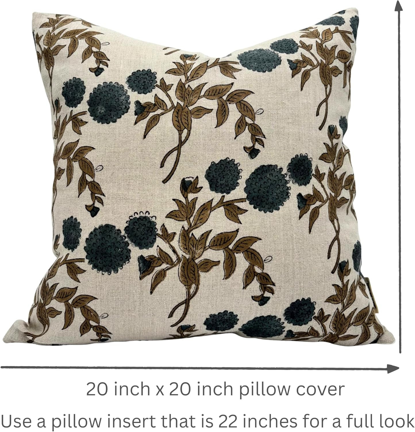 Decorative Pillow Cover French Country Pillow Cover Cottage Decor Floral Block Print, Farmhouse D... | Amazon (US)