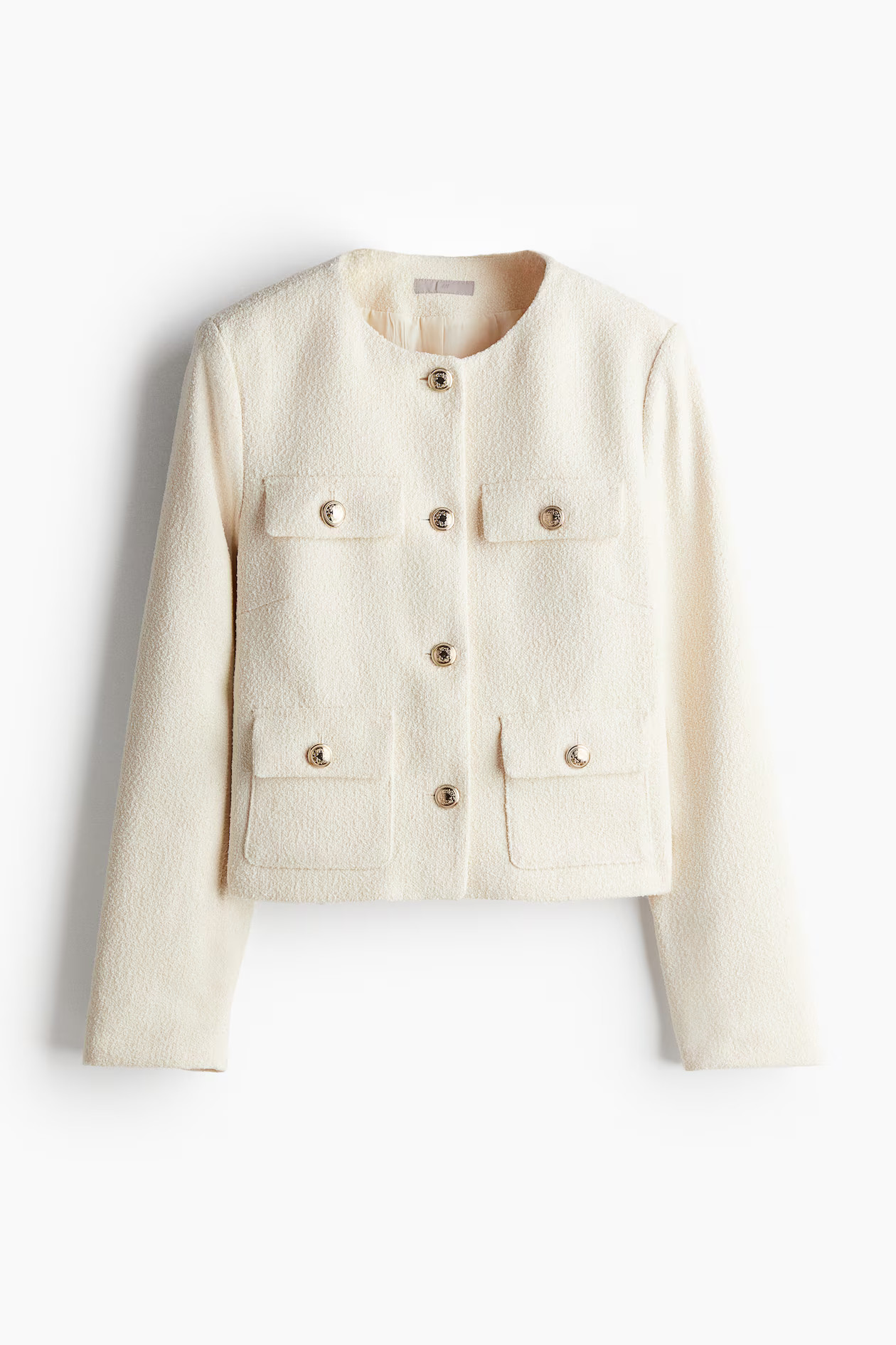 Textured-weave Jacket - Cream - Ladies | H&M US | H&M (US + CA)