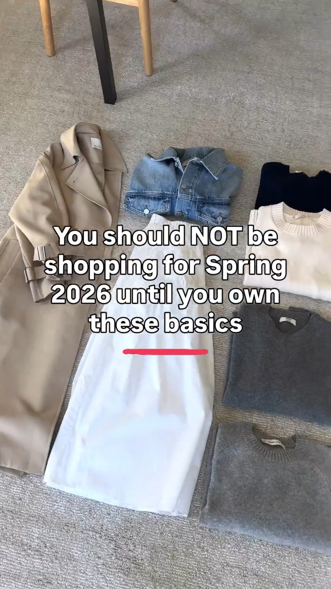 You should NOT be shopping for spring 2026 unless you own THESE basics:

Trench Coat
Denim jacket
White midi skirt
Cotton Sweaters
Cashmere Sweaters
Denim button down
White button down
White tee
White/Ecru Jeans
Light blue jeans
Linen pants
Loafers
Ballet flats
Low profile sneakers
Casual hat

Spring style, spring outfits, spring capsule, petite style 



#LTKmomlife #LTKPetite #LTKSeasonal