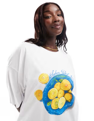 ASOS DESIGN Curve oversized t-shirt with lemon graphic | ASOS (Global)