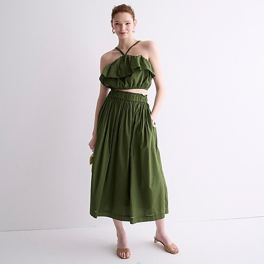 Pull-on cotton voile midi skirt | J. Crew US
