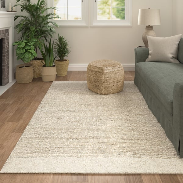 Briar Paige Green/Ivory Wool/Jute Handmade Area Rug | Rugs Direct