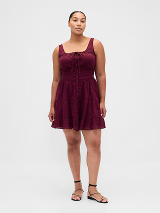 Lace-Trim Tiered Mini Dress | Gap (US)