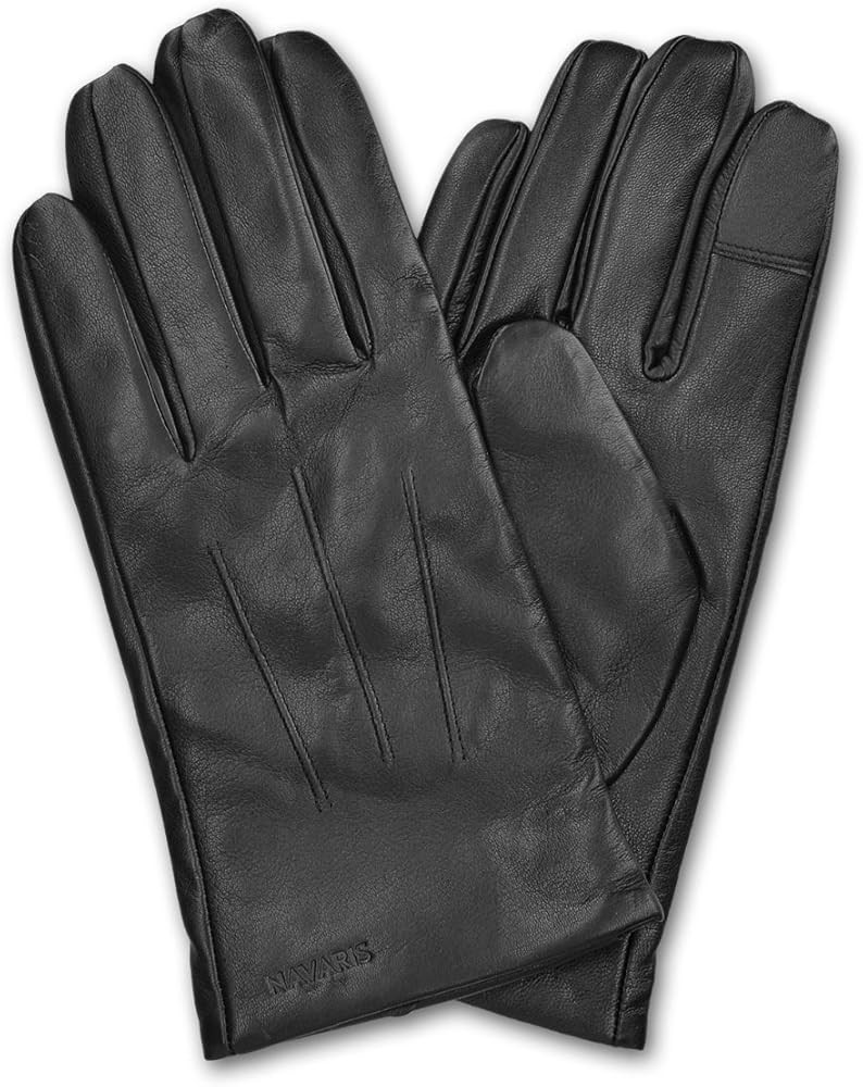 Navaris Touchscreen gloves made of genuine leather for men made of nappa - lambskin leather with ... | Amazon (DE)