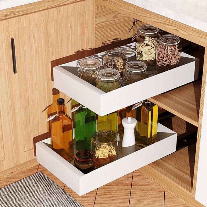 Pull Out Cabinet Organizer Fixed with Nano Adhesive,Sliding Out Kitchen Cabinet Storage Drawers,M... | Amazon (US)