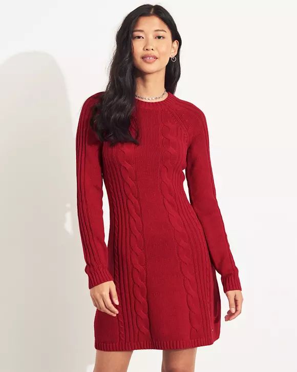 A-Line Cable Sweater Dress | Hollister US
