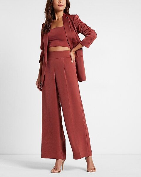 Super High Waisted Satin Wide Leg Pant | Express