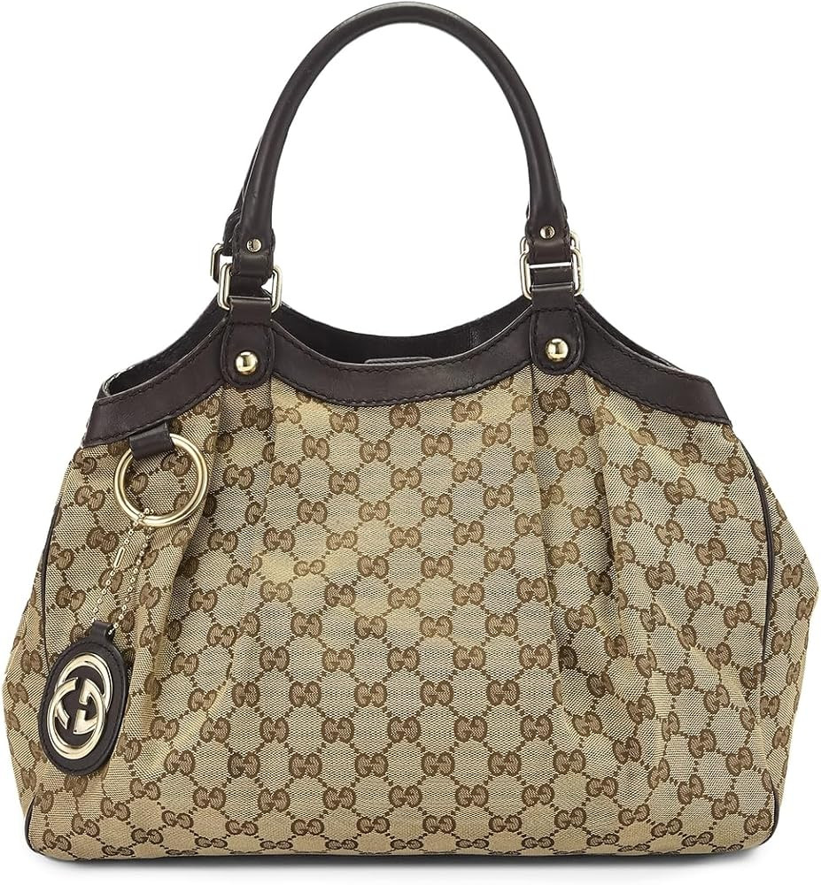 WHAT GOES AROUND COMES AROUND Women's Pre-Loved Gucci Brown Canvas Sukey Tote | Amazon (US)