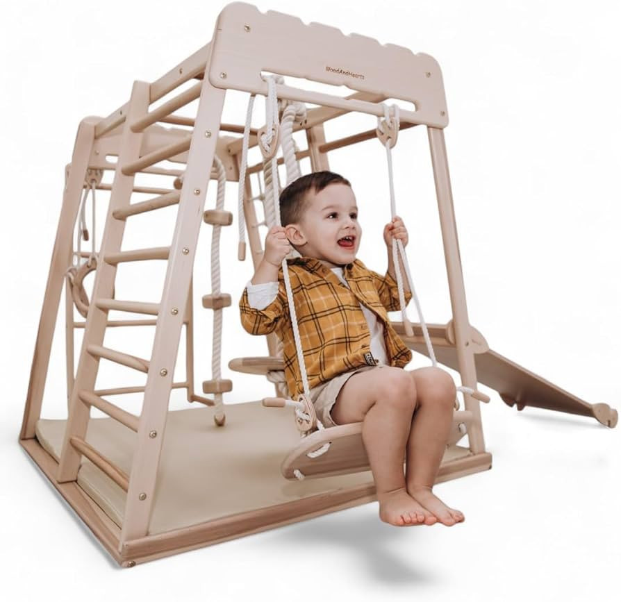 Woodandhearts Child's Sport Complex Scandinavian Trapezze Climber playstructures Made in EU Jungl... | Amazon (US)