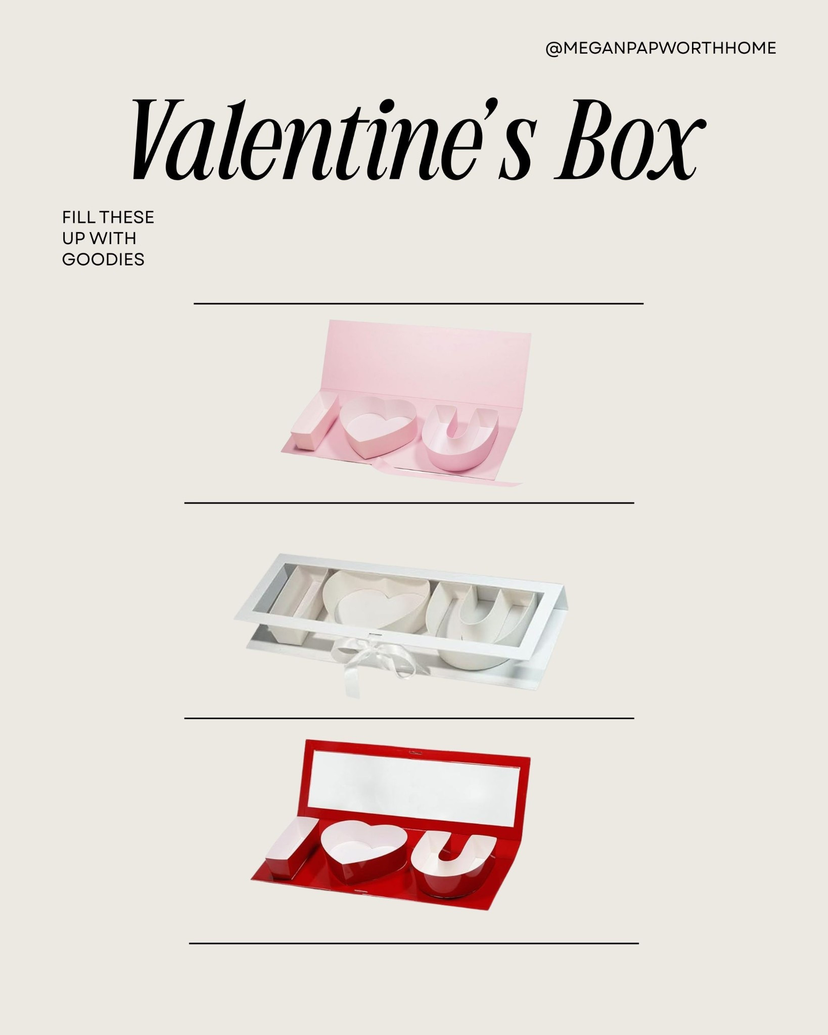 I just got these cute valentines boxes that I’m planning on filling up with little goodies for my kids and my husband for Valentine’s Day. I love that you can personalize them while keeping it simple ♥️ 
