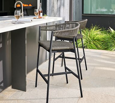 Elmore Metal &amp; Rope Outdoor Bar Stool | Pottery Barn (US)