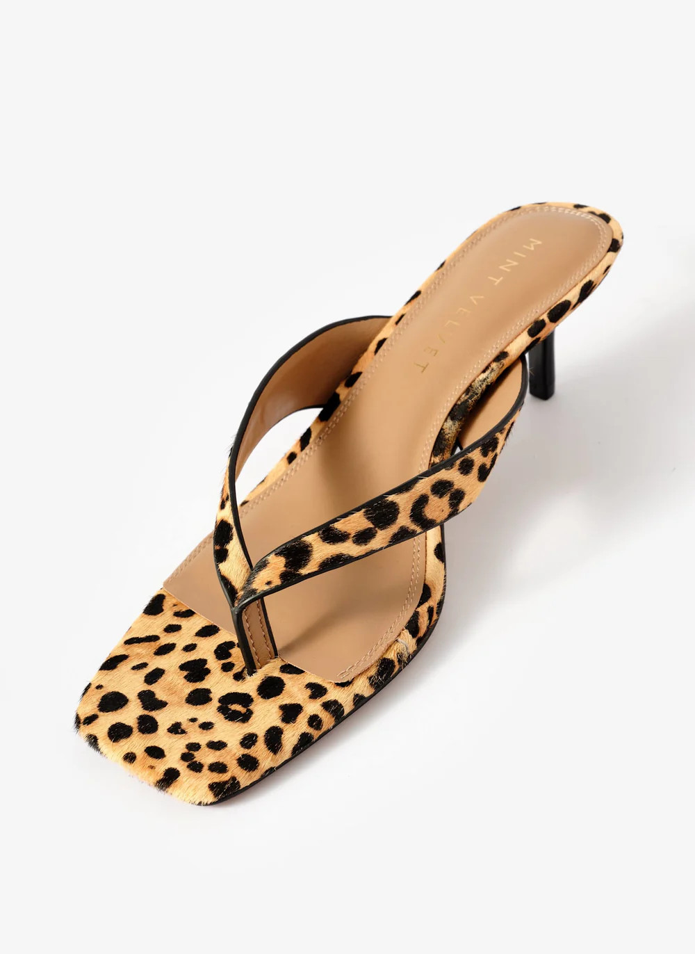 Betty Leopard Print Leather Flip Flop Heels | Mint Velvet