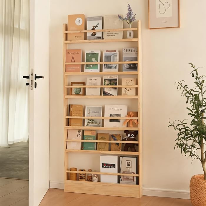 6 Tier Behind The Door Bookshelf, Natural | Amazon (US)