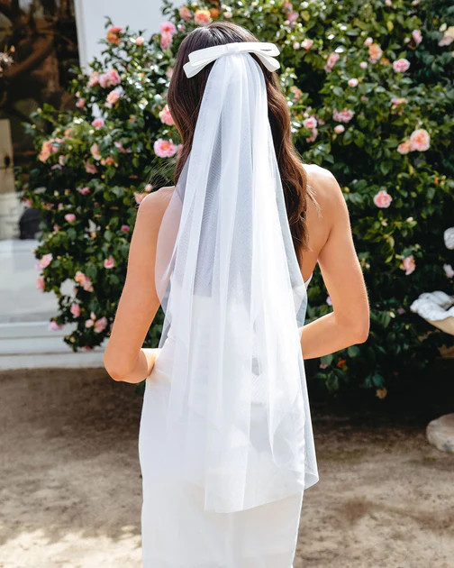 Priscilla Bow Veil Hair Comb Clip - White | VICI