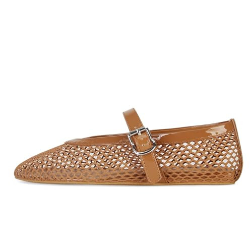 MICIFA Women's Mesh Ballet Flats Fishnet Ballerina Flats Buckle Strap Mary Jane Shoes Causal Dail... | Amazon (US)