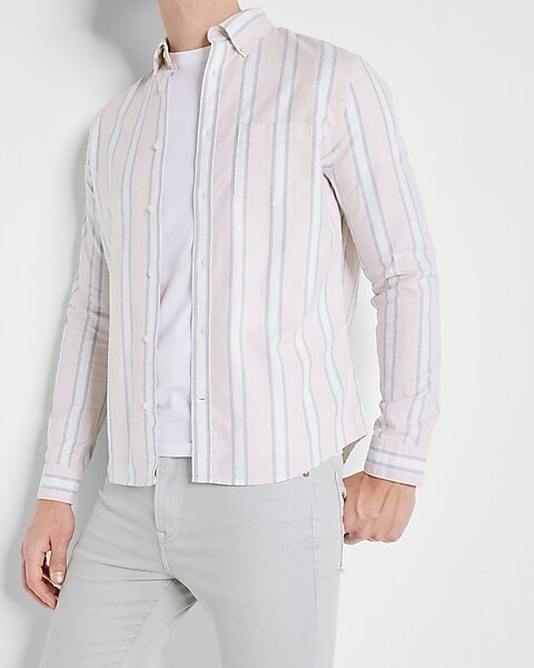 Slim Striped Stretch Oxford Shirt | Express