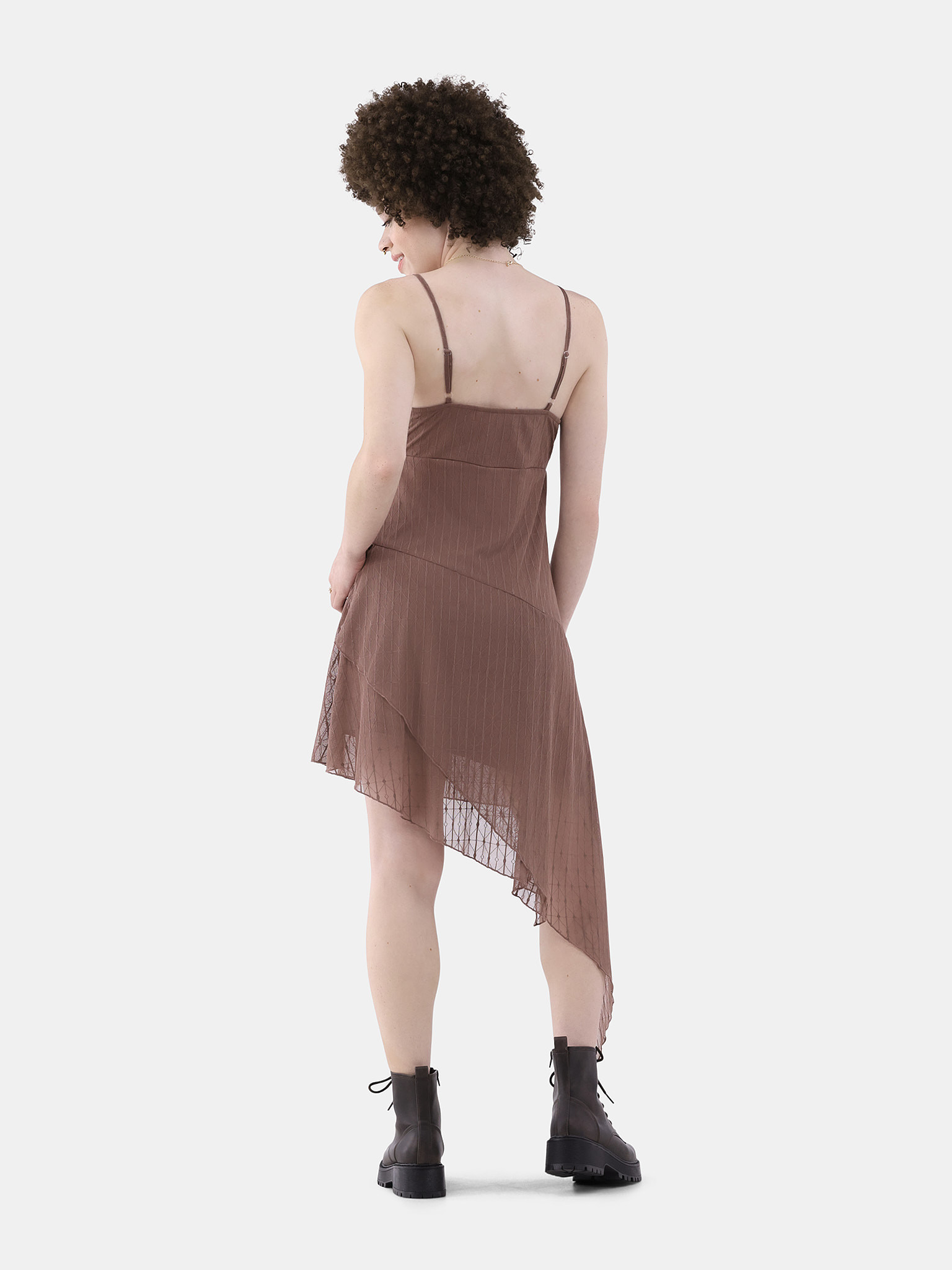 No Boundaries Tiered Asymmetrical Lace Slip Dress, Women’s - Walmart.com | Walmart (US)