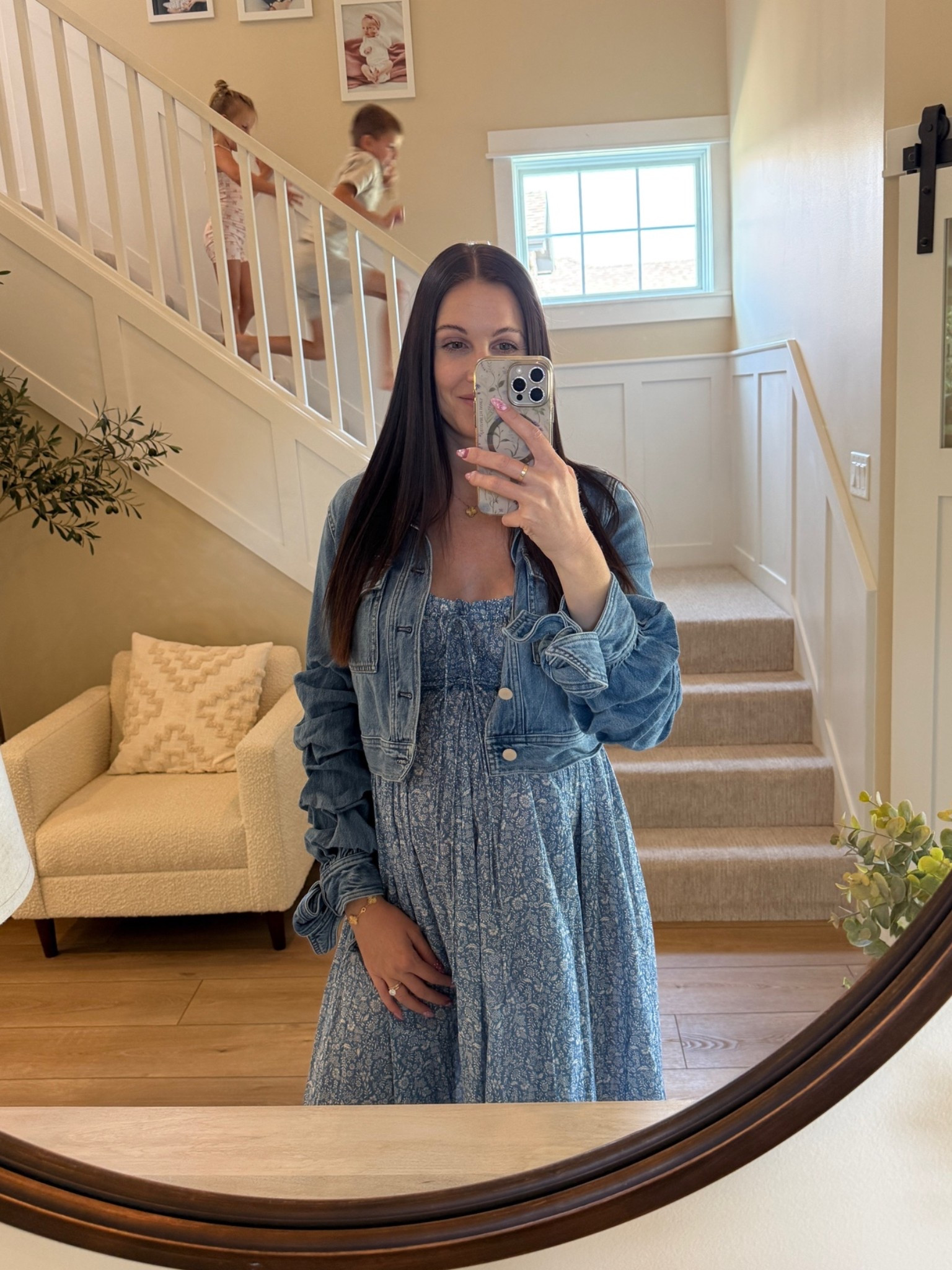 Photo bombed by my little cuties 👦🏼👧🏼

Rare sighting to see me in real clothes during the day. OOTD for a committee meeting today. ￼￼

I linked my dress plus some look-alikes!￼

#LTKootd #LTKmomlife #LTKBump