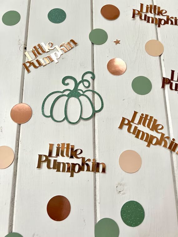 Little Pumpkin Sage Green & Copper Baby Shower Confetti - Etsy | Etsy (US)