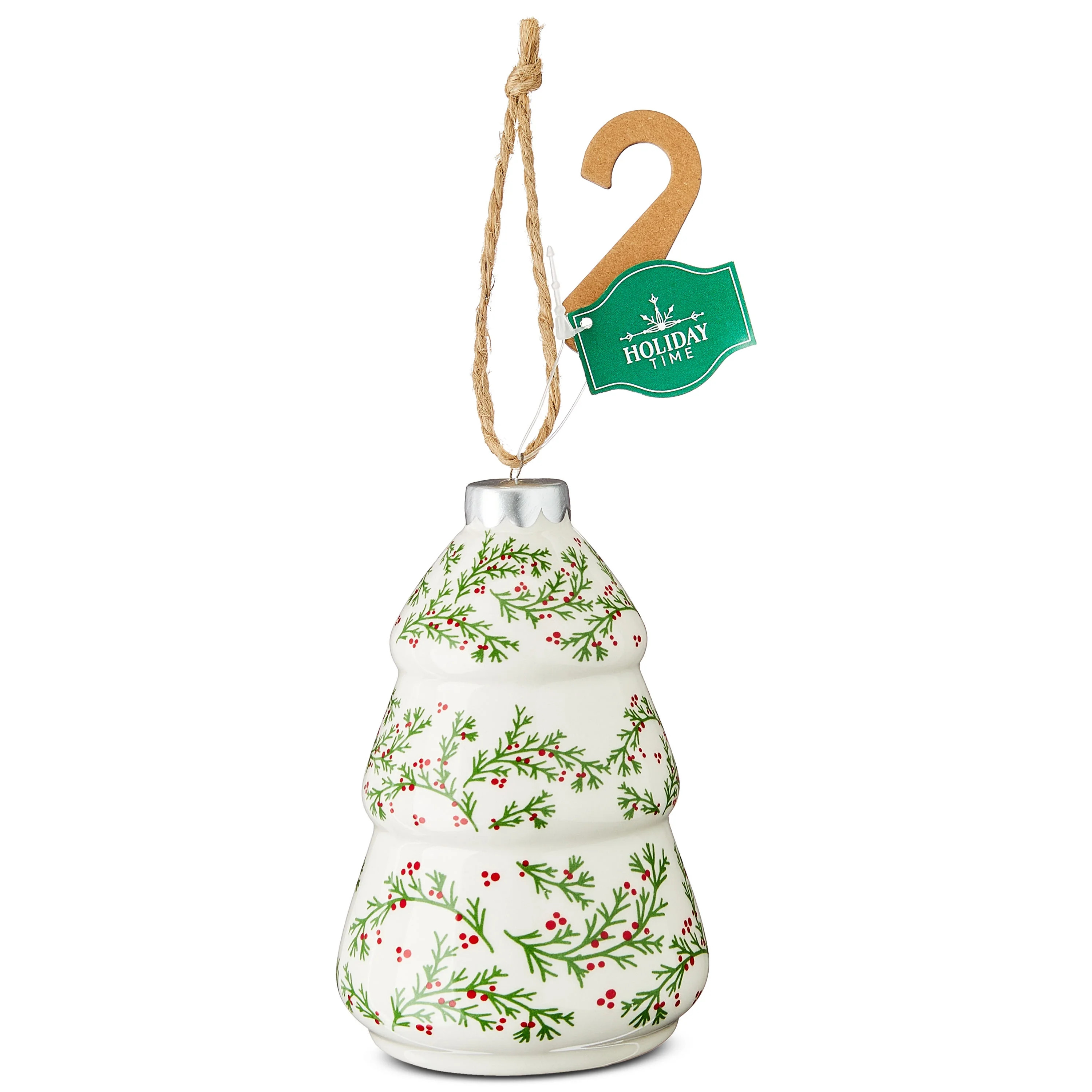 Green and White Mini Ceramic Tree Christmas Ornament, 4.5", by Holiday Time | Walmart (US)