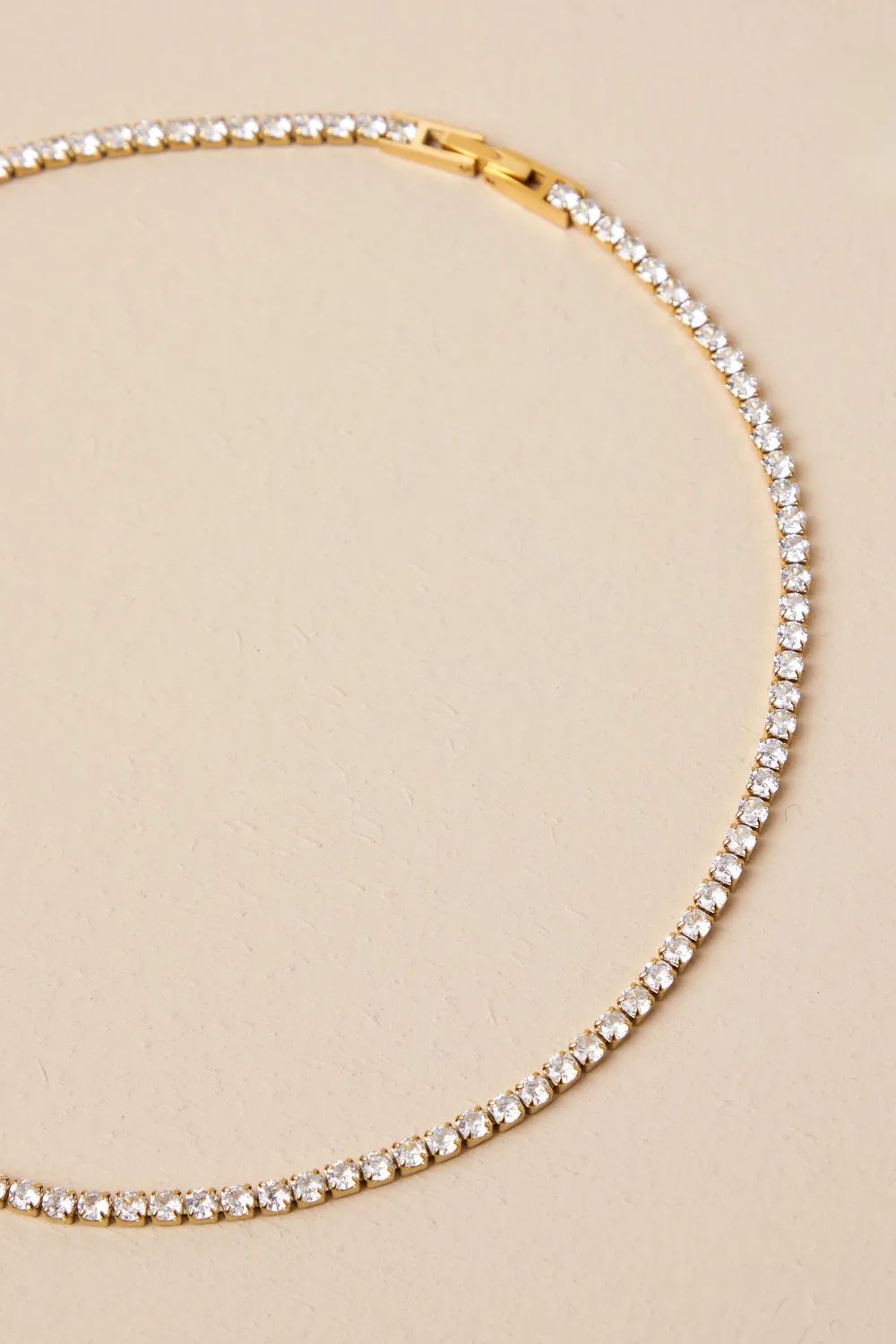 Kourtney 18KT Gold Rhinestone Tennis Necklace | Lulus