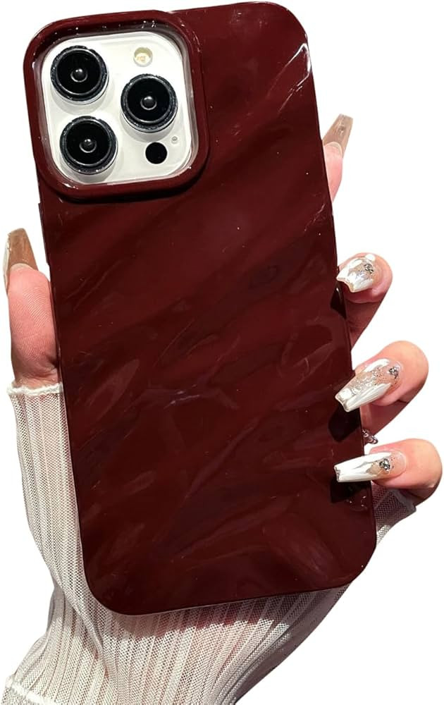 for iPhone 15 Pro Max Case Curly Wavy Water Ripple Pattern Shape, Aesthetic Cute Wave Glossy Prot... | Amazon (US)