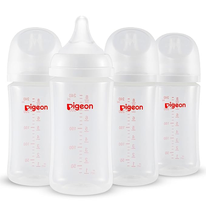 Pigeon PP Nursing Bottle Wide Neck, Streamlined Body, Natural Feel, Easy to Clean, 8.1 Oz(Pack of... | Amazon (US)