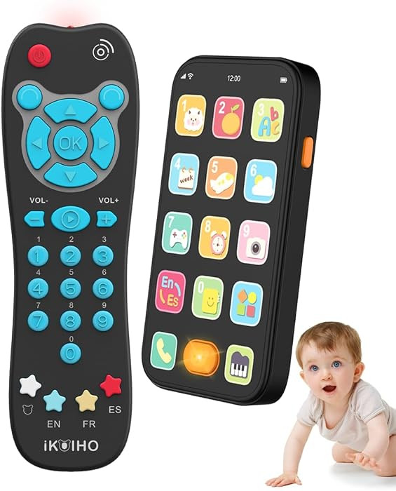 Toy Phone Baby Remote Control Toy Set, Play Phones TV Remote Control with Music Light for 6+ Mont... | Amazon (US)