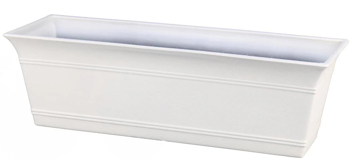 Style Selections Rectangle 7.17-Inches W Medium White Resin Contemporary/Modern Indoor/Outdoor Planter with Drainage Holes | PLB3023TWG | Lowe's