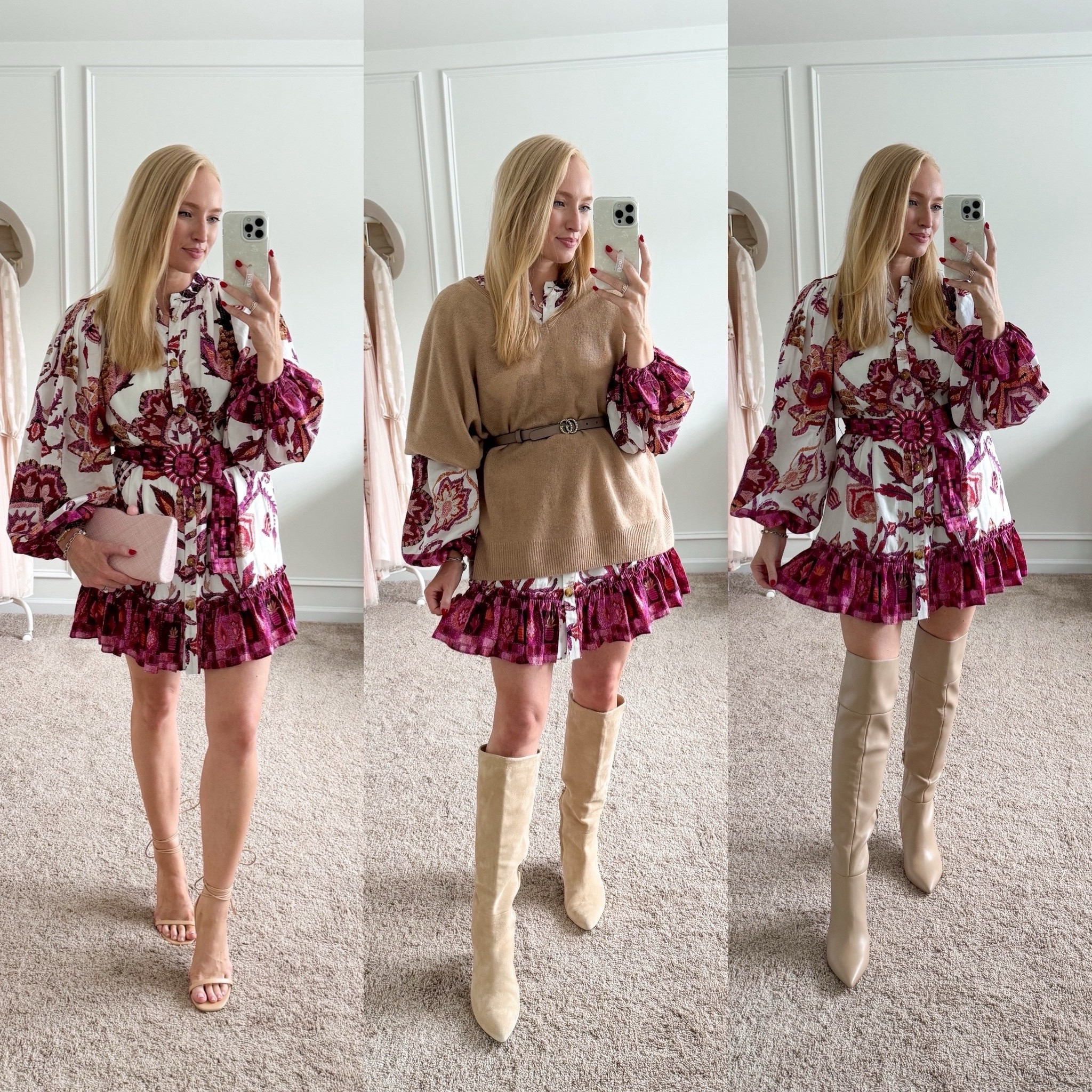 This adorable Farm Rio dress is back in stock!!! Here are 3 different ways to wear it! Wearing size small. Fall outfits // fall dresses // transitional outfits // event dresses // wedding guest dresses 

#LTKSaleAlert #LTKStyleTip

#LTKStyleTip #LTKWedding #LTKSeasonal