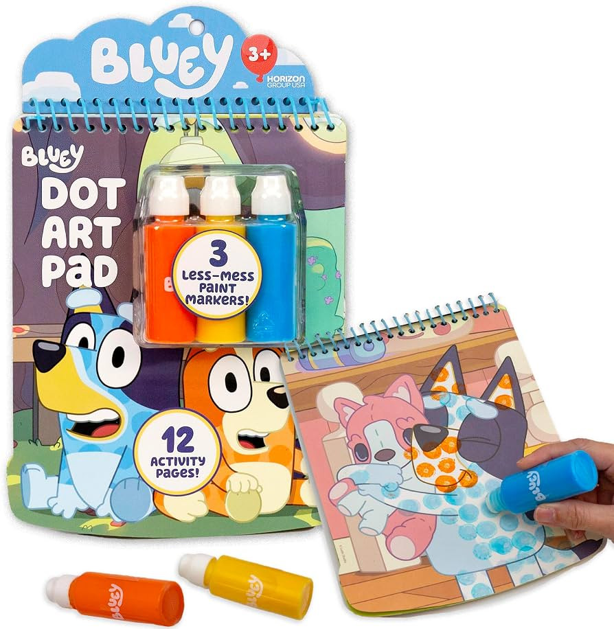 Horizon Group USA Bluey Dot Art Pad & Markers, Spiral-Bound Activity Painting Pad, Travel-Friendl... | Amazon (US)