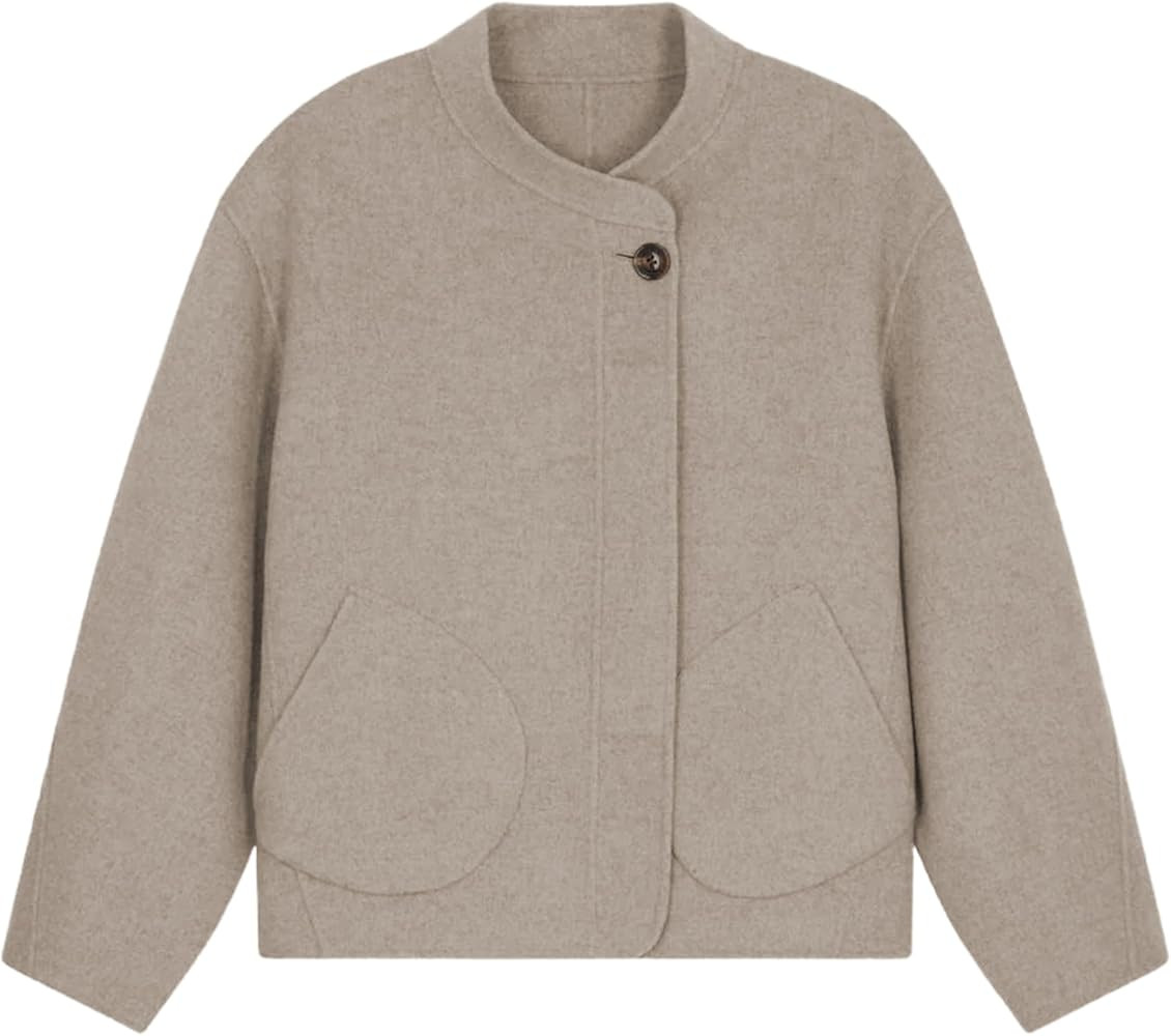 Womens Winter Coats Trendy Pea Coat Oversized Long Sleeve Jackets Short Casual Outerwear with Poc... | Amazon (US)