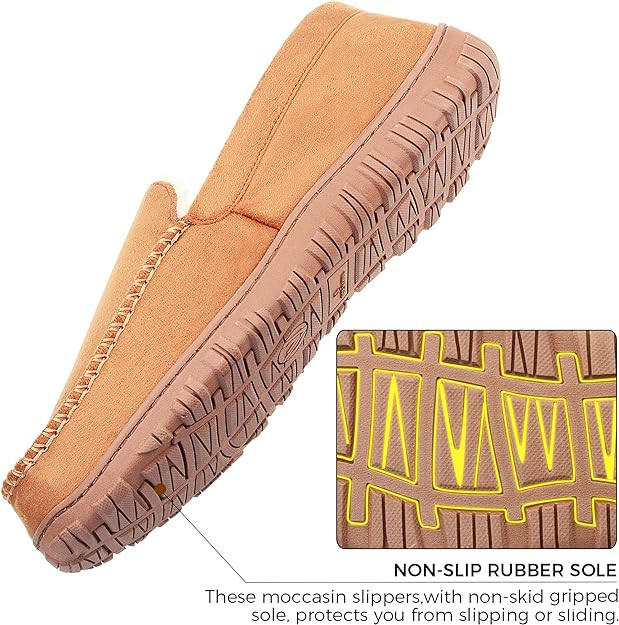Lulex Moccasins for Men House Slippers Indoor Outdoor Plush Mens Bedroom Shoes with Hard Sole | Amazon (US)