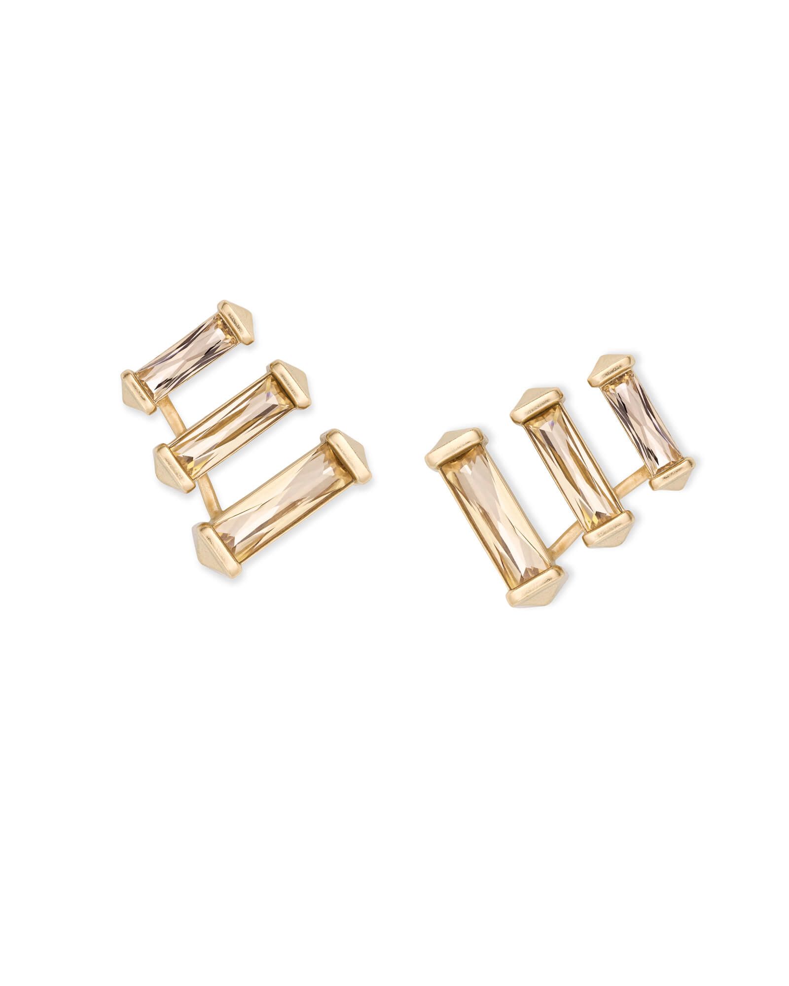 Brooks Gold Ear Climbers in Smoky Crystal | Kendra Scott