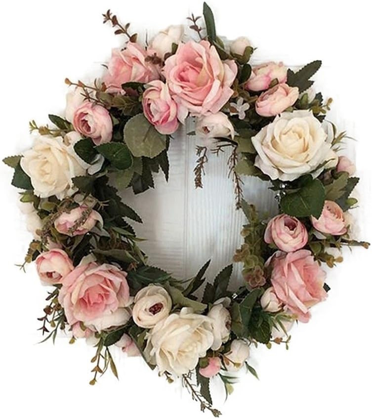 Adeeing 13'' Peony Flower Wreath Handmade Pink Floral Wreath Artificial Spring Garland Wreath for... | Amazon (US)