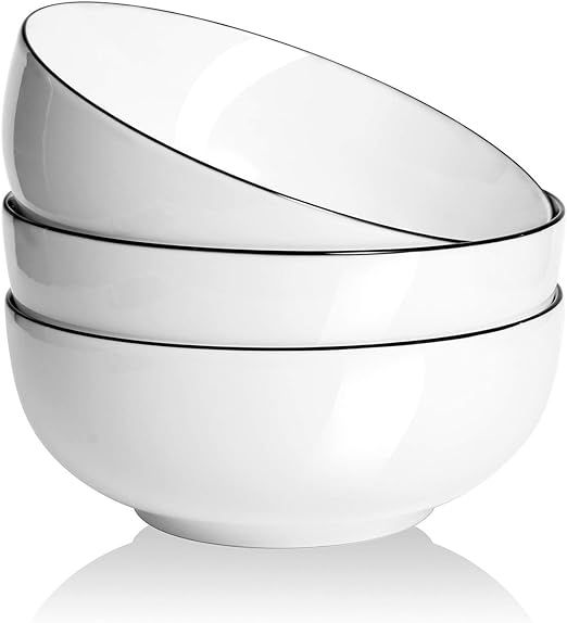 Amazon.com: AnBnCn Salad Bowls 8 inch 65 oz Large Serving Bowls White Fine Porcelain Fruit Bowl S... | Amazon (US)