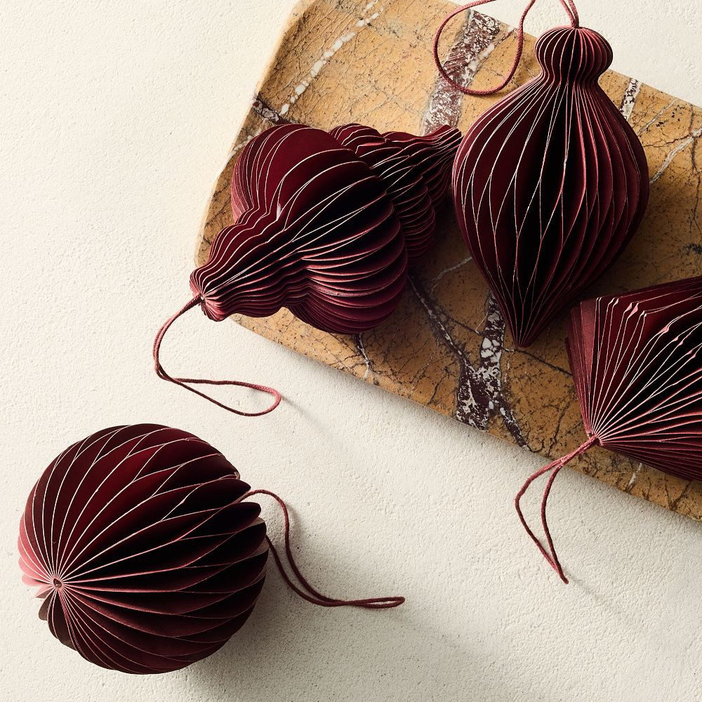 Medium Paper Ornaments (Set of 4) - Red | West Elm (US)