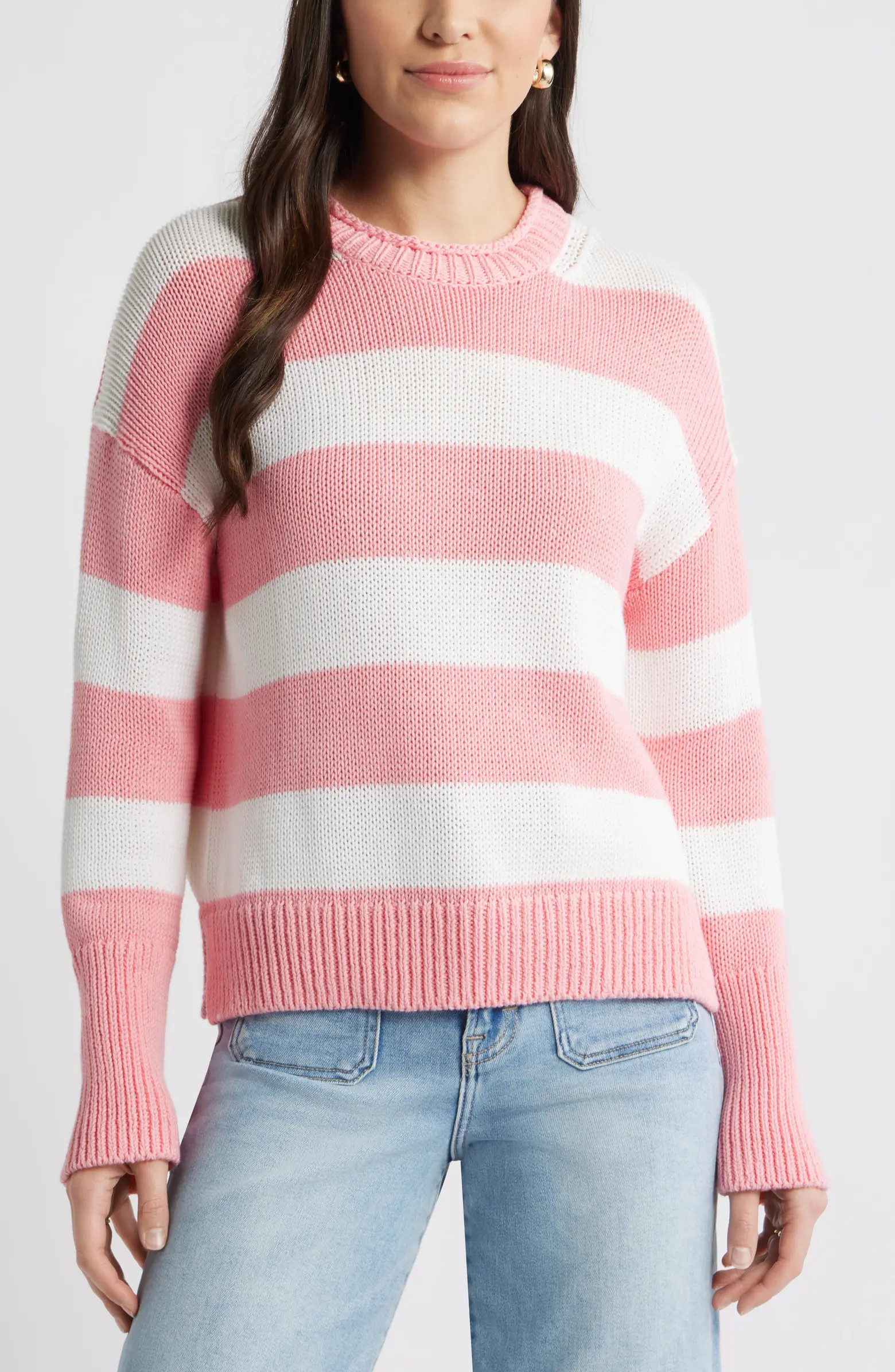 Stripe Roll Neck Cotton Sweater | Nordstrom