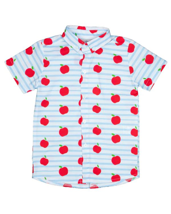 Apples and Stripes Boys Button Down Shirt | Smockingbird Kids