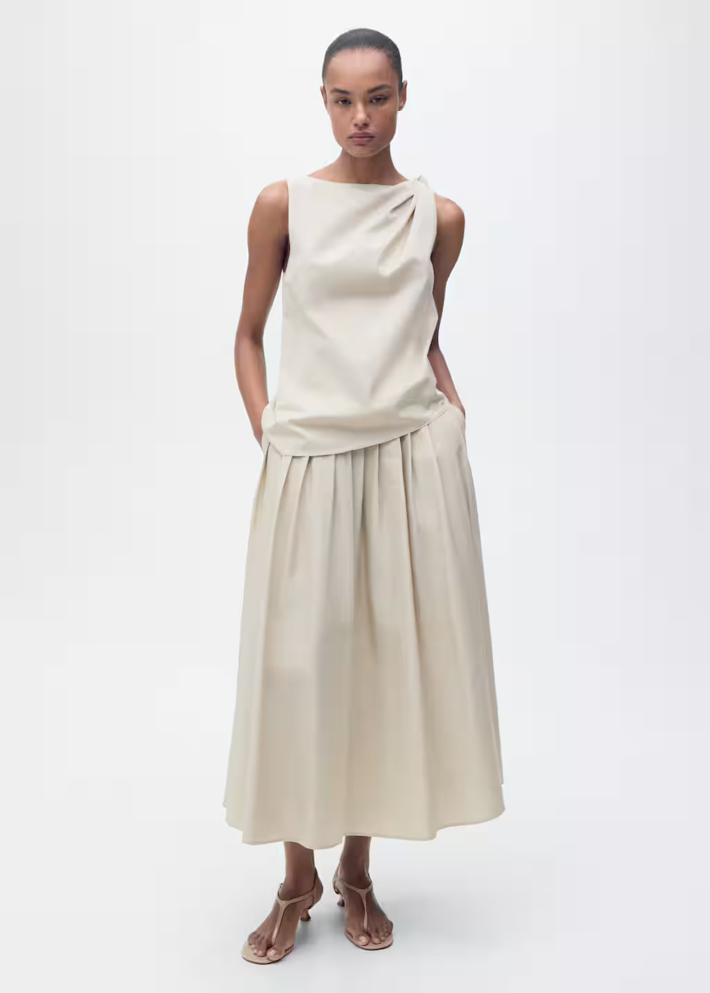 Knotted-hem cotton top ivory white - Women - L - MANGO | Mango (US/MX/AU)