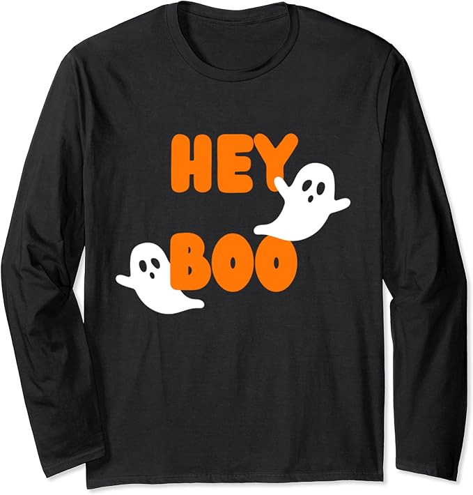 Fall Graphic Tees - Hey Boo Long Sleeve T-Shirt | Amazon (US)