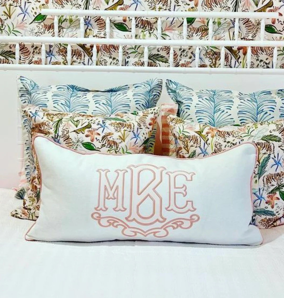 Appliqué Monogram Pillow Sham( Collette with bottom border ) | Etsy (US)