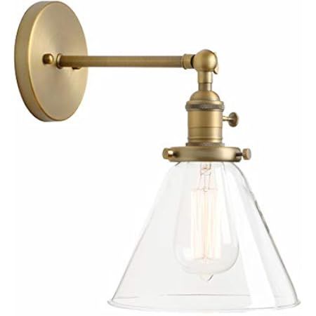 Permo Industrial Vintage Slope Pole Wall Mount Single Sconce with Funnel Flared Clear Glass Shade Wa | Amazon (US)