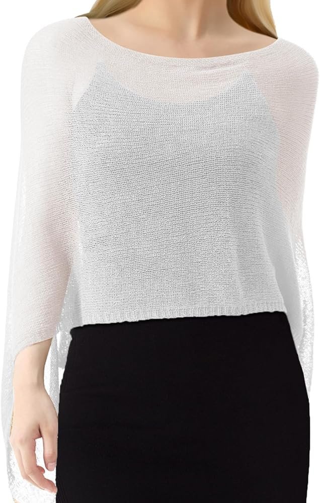 1 Pcs Women Sheer Poncho Shrug Summer Sheer Blouse Top Lightweight Poncho Sheer Bolero for Formal... | Amazon (US)