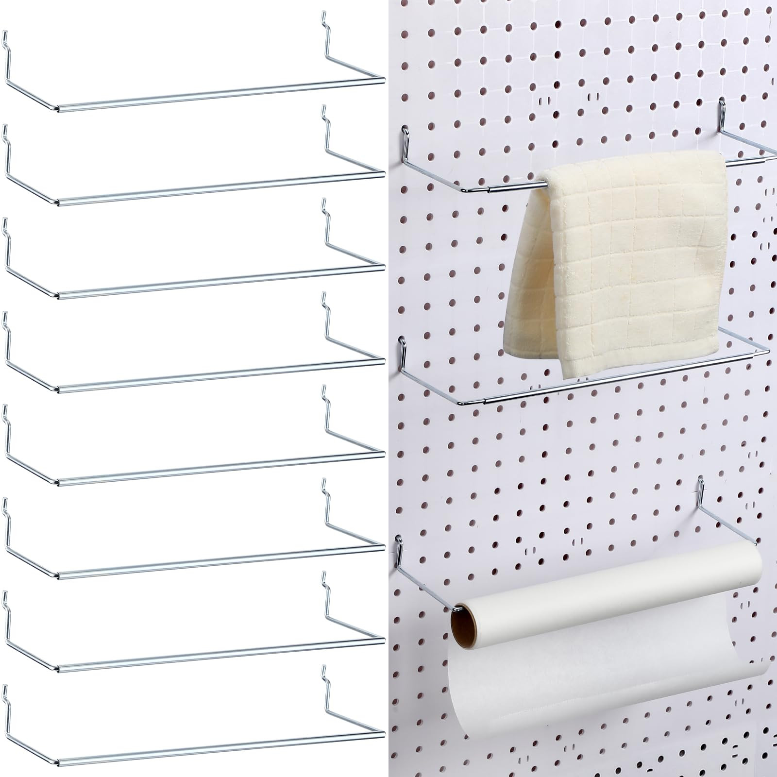 Nuanchu 8 Pcs Paper Towel Holder for Pegboard Extendable Peg Board Organizer Accessories Pegboard... | Amazon (US)