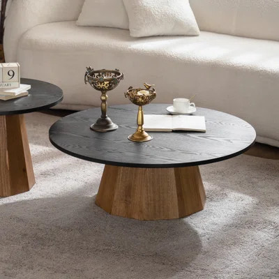 Round Coffee Table With Sturdy Pedestal Base, Easy Assembly For Modern Living Rooms And Cozy Spaces. | Wayfair North America