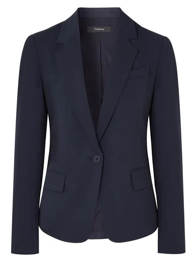 Theory - Gabe Wool-blend Crepe Blazer - Navy | NET-A-PORTER (UK & EU)