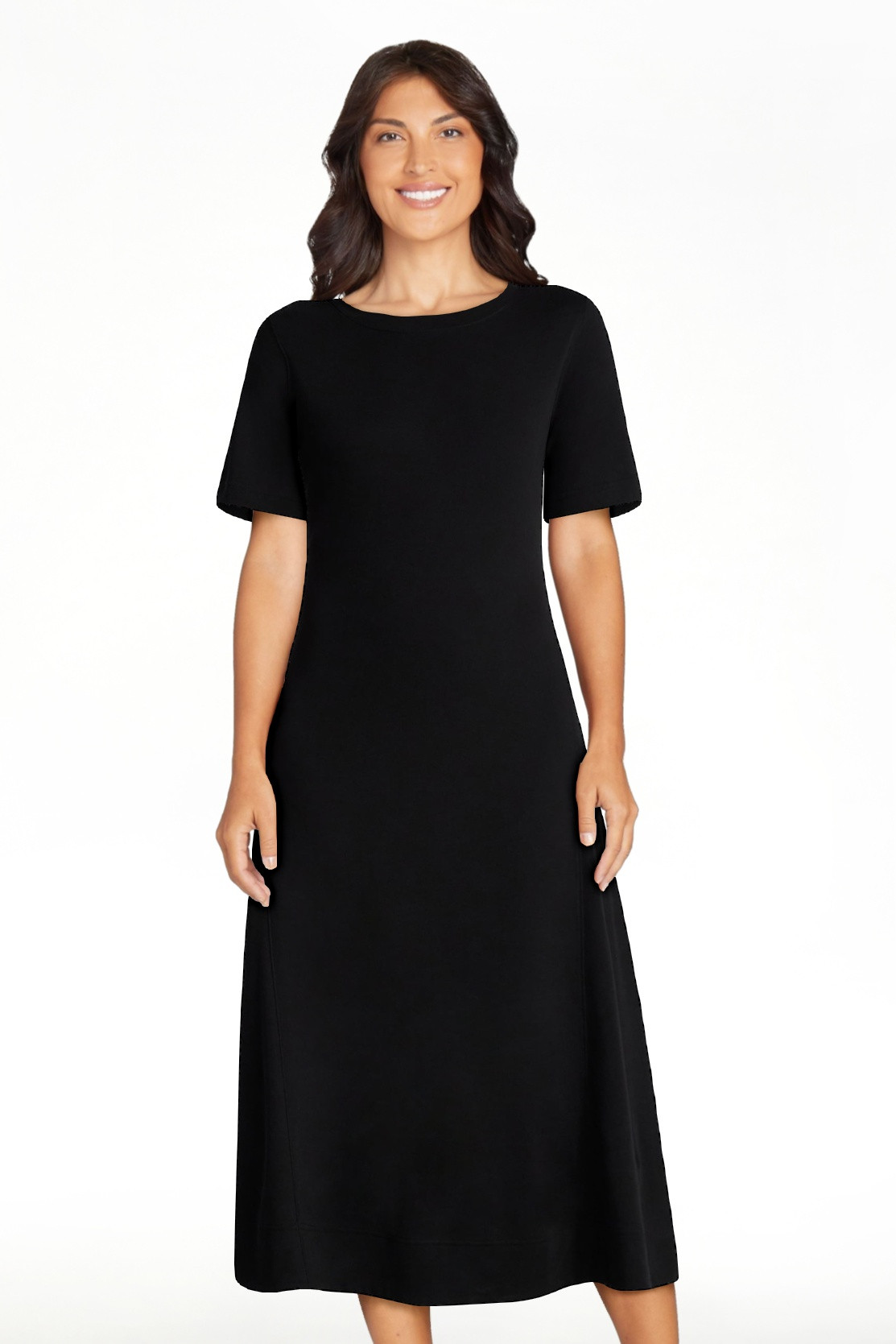 Time and Tru Women's and Women's Plus Seamed Cotton Midi Dress, Sizes XS-4X | Walmart (US)